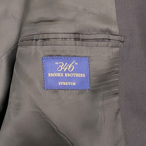 Brooks Brothers 346 Blazer Mens 42 R Black Suit Jacket Single Vent Wool Blend - Picture 8 of 14